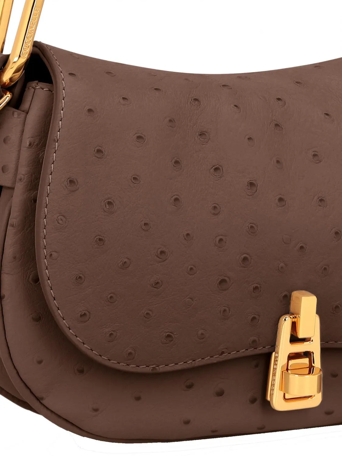 Coccinelle Magie Ostrich Mini Sac À Main, Avec Bandoulière, En Cuir Caroube - Achetez À Prix Outlet!