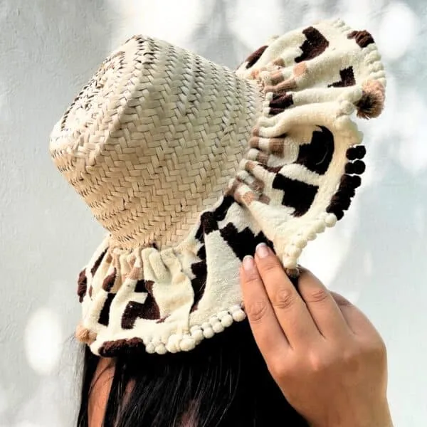 Ensemble Gilet, chapeau et sac en laine vierge tissé à la main 