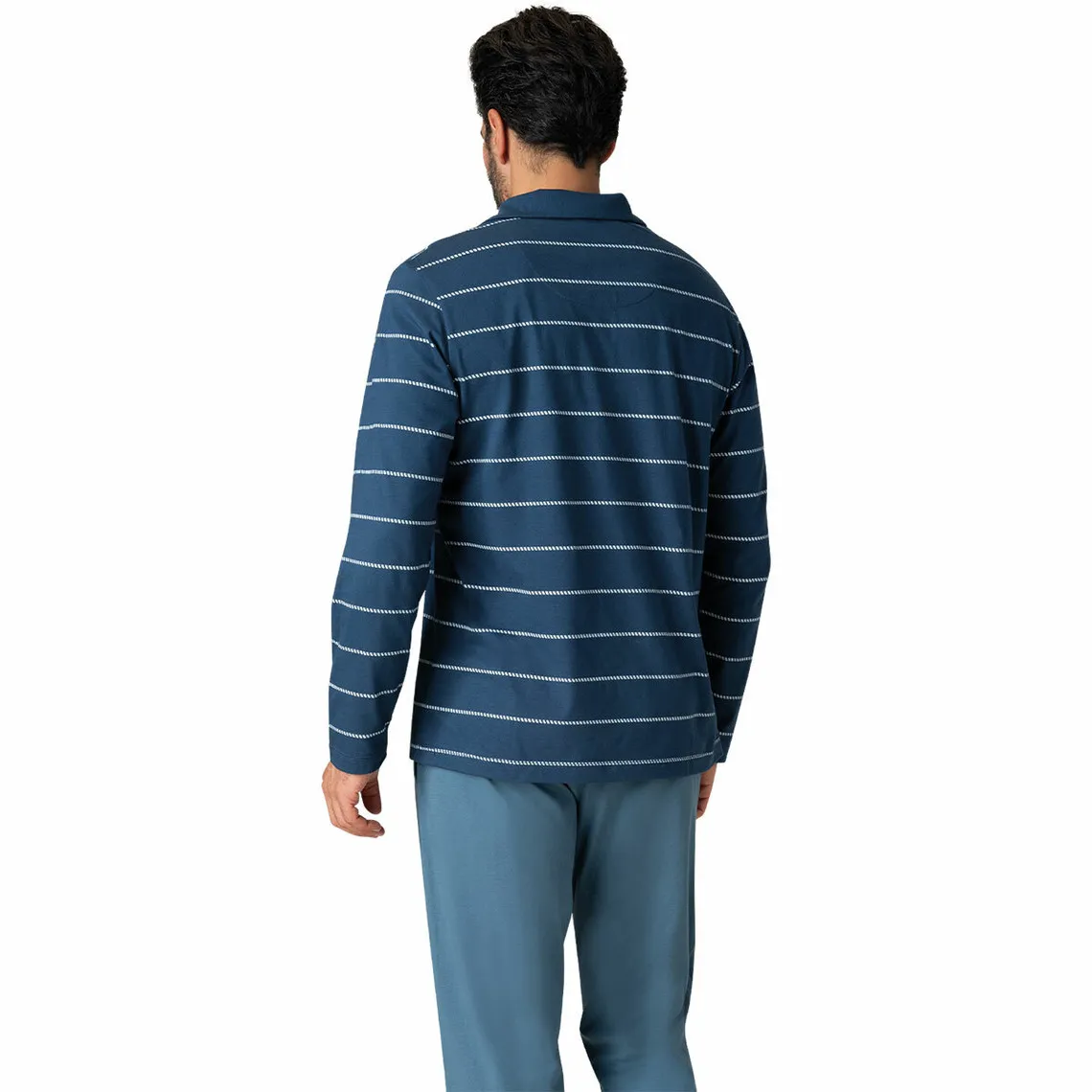 Ensemble pyjama col T pour homme en Coton Bio bleu | 3 Suisses