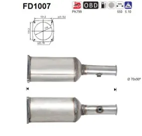 Filtre à particules / à suie, échappement AS FD1007 