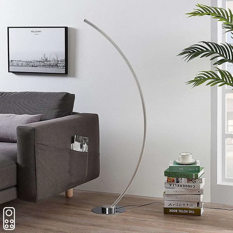 Lampadaire design chrome avec LED RGB et dimmer - Amaro