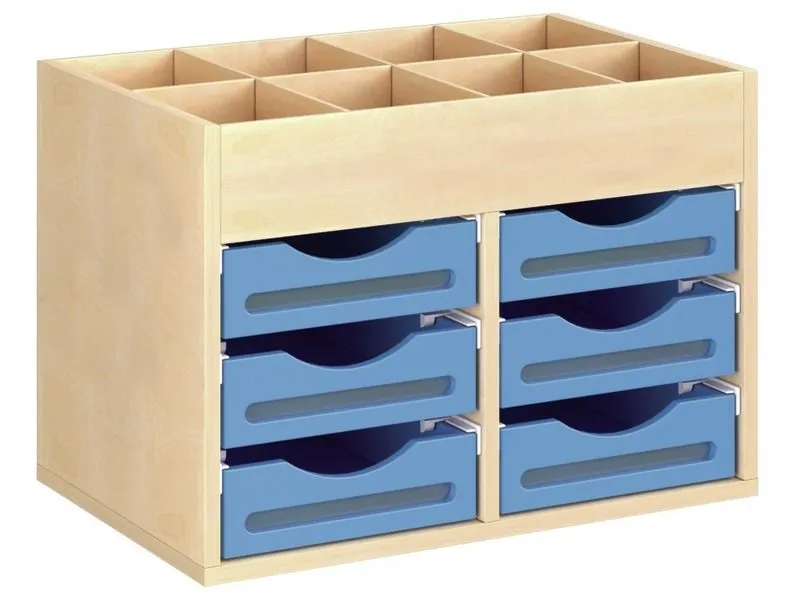 MEUBLE MÉLAMINÉ H: 51 cm - L: 70,5 cm 6 bacs sur rails