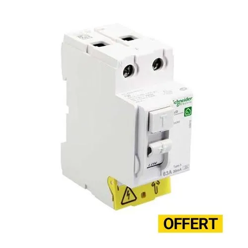 Pack 3 X 20 Disjoncteurs Ph+N de 10A - 16A - 20A + 1 Interrupteur différentiel 63A 30mA AC SCHNEIDER Resi9 XP