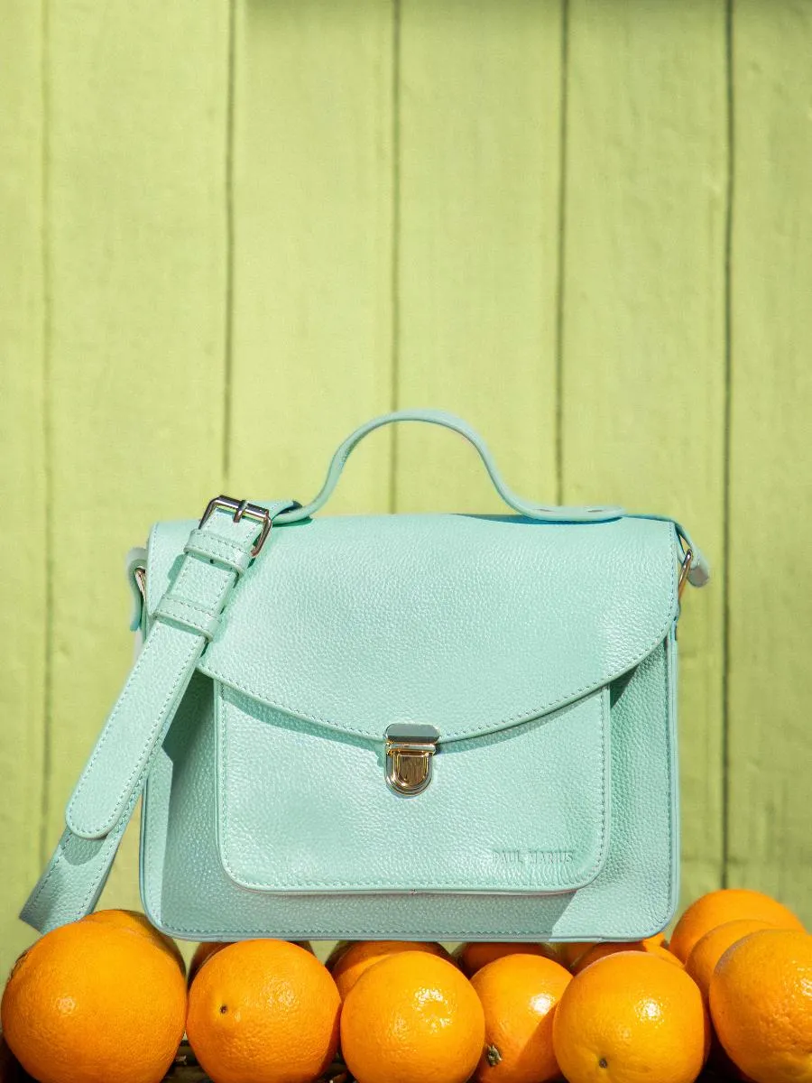 SAC À MAIN CUIR BLEU FEMME Mademoiselle George Azur - Bleu Ciel