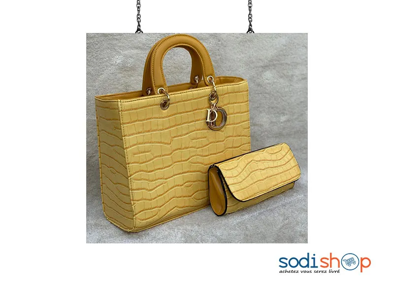 Sac à Main et Pochette Pour Femme Couleur Jaune Moutarde AU0059 