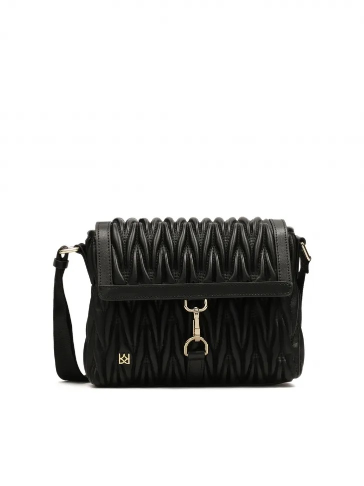 Sac à main à ceinture noire orné d'un pli tridimensionnel