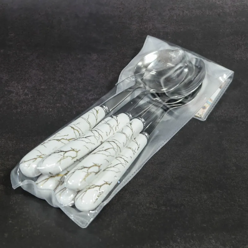Set de 6 cuillères à soupe marbré en inox