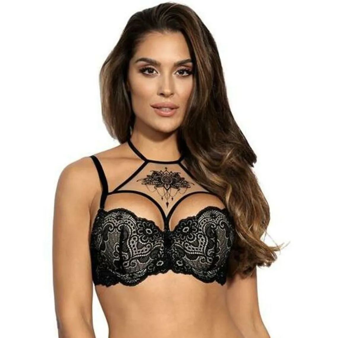 Soutien-gorge push-up armatures à motif Noir Axami  | 3 Suisses